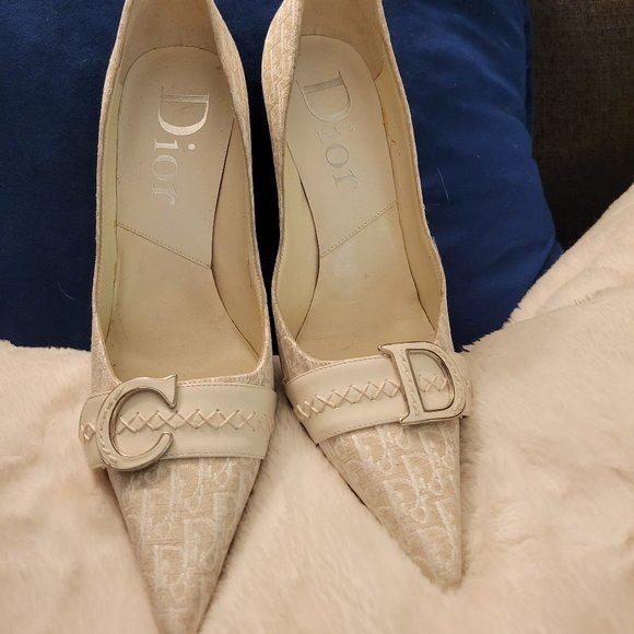 Christian Dior White Logo Pumps